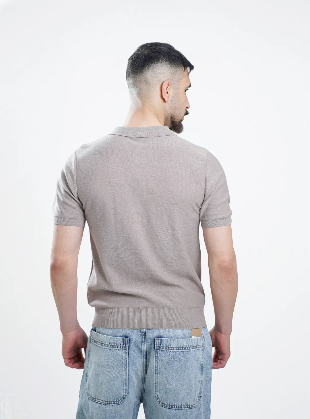 Polo slim col zippé stretch